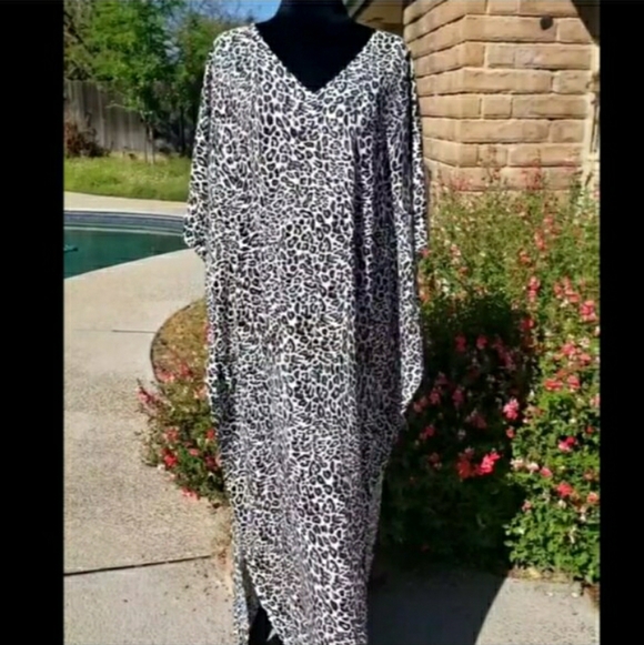 Kaftan Leopard Dress Maxi Cover Up Animal Print NEW 🦋 LAST 1 - Picture 4 of 11